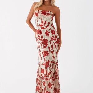 Peppermayo Red and Cream Strapless Sundress